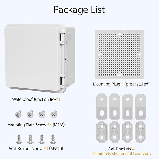 Junction Box, ABS Plastic IP65 Waterproof Dustproof Universal Electrical Enclosure Hinged Shell Outdoor and Indoor Usage Project Box, 5.9"x 5.9"x 3.5"(150x150x90mm), Grey