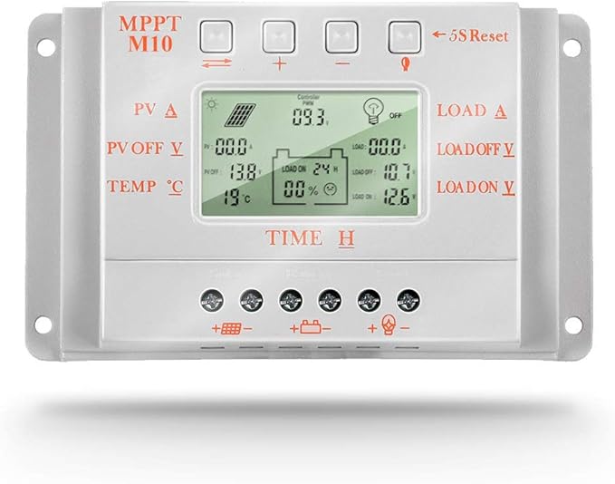 SolaMr 12A Solar Charge Controller MPPT 12V/24V Intelligent Solar Panel Charge Controllers with LED Screen Display USB Port 5V Output Solar Panel Battery Regulator