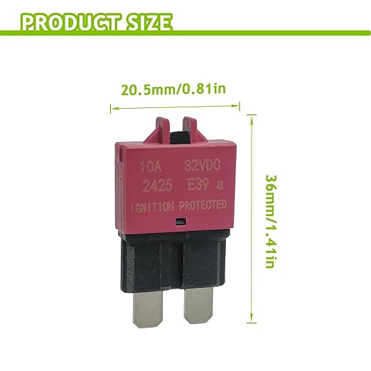 5A 10A 15A 20A 25A 30A DC 12V-32V Manual Reset Circuit Breaker ATC/ATO Low Profile T3 Mini Blade Fuses Breakers for Car Trucks Marine Boat RV Solar and More
