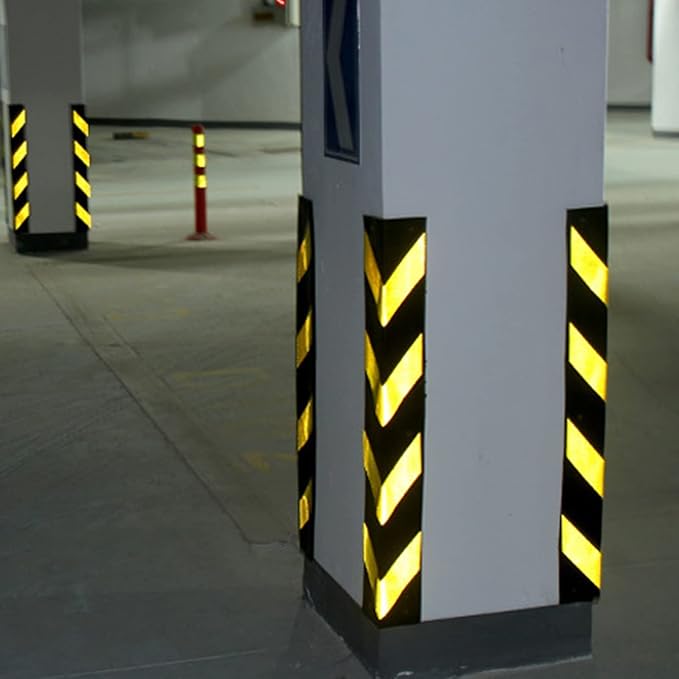 XPLKQXE Reflective Rubber Wall Corner Guard, Rubber Wall Protector Corner Protector, for Parking Protection Car Corner Guardrail Post (Color : Black+Yellow, Size : 2pcs)
