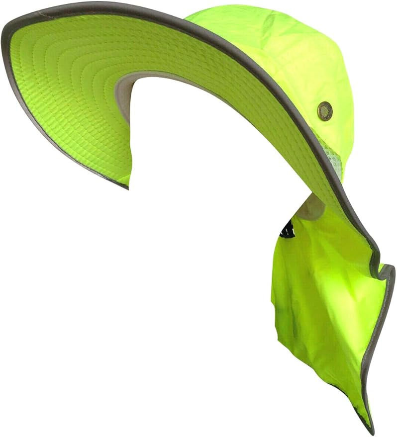 Men High Visibility Sun Hat with Neck Flap Wide Brim Boonie Hat Bucket Cap Packable Adjustable