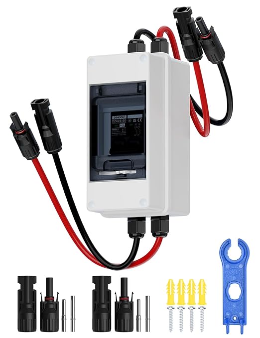 DIHOOL DC 1000V Circuit Breaker, Non Polarized, 40 Amp, 2 Pole, AC DC Disconnect Switch Box Outdoor, Battery Cutoff Isolator, PV Array MCB
