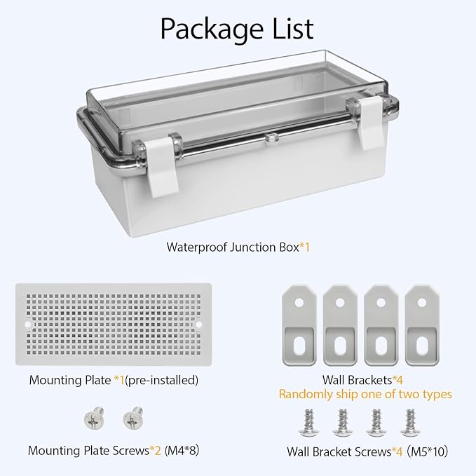 ABS Plastic Dustproof Waterproof IP65 Junction Box Hinged Shell Universal Electrical Project Enclosure Gray, with PC Transparent Clear Cover 7.9 x 3.9 x 2.8 inch (200 x 100 x 70mm)