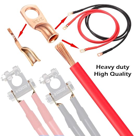 Ampper Heavy Duty Copper Wire Lugs, UL Eyelets Ring Crimp Copper Terminal Connectors for Battery Cable Ends and More (4 Awg, 5/16" Ring, 10 Pcs)
