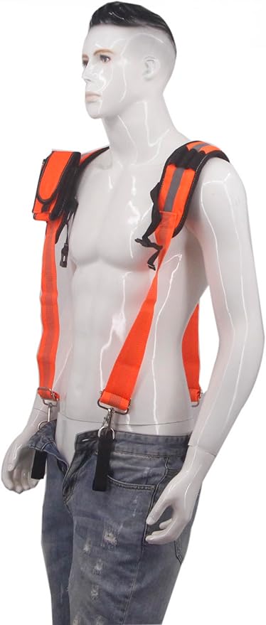 Heavy Duty Tool Belt Suspenders for Men 3 Point Padded Suspenders with Attachment Loops for Men