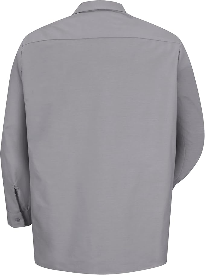 Red Kap Men's Long Sleeve Industrial Work Shirt | Moisture Wicking Button Up, Wrinkle Resistance Fights Fading & Stains