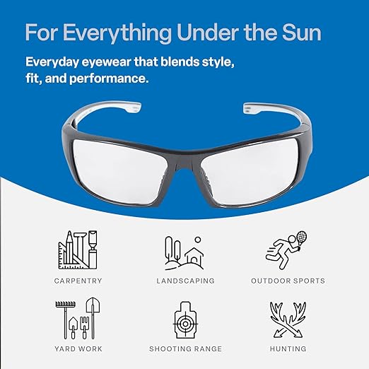 Bullhead Safety Eyewear Dorado Glasses - Anti-Fog, Lightweight, Impact/Scratch Resistant, UV Blocking Sunglasses for Hunting/Shooting, Outdoor Sports, Auto-Repair, Clear/Shiny Pearl Gray