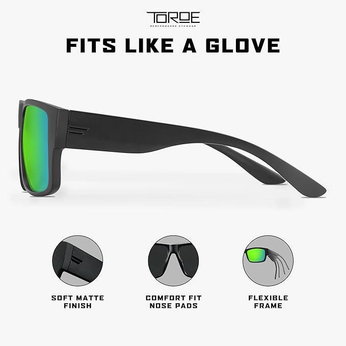 TOROE Z87+ Polarized Safety Sunglasses Matte Black TR90 Frame, ANSI Rated Lens