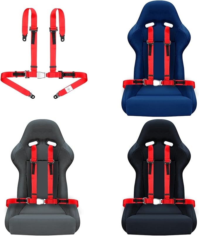 Yakitoko Universal 4 point Safety Harness Set 2inch Fits Go Kart,UTV,ATV,Racing Red