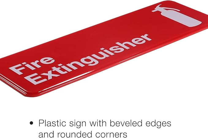 Fire Extinguisher 9x3" Plastic Business Sign 3 Pack (Red)