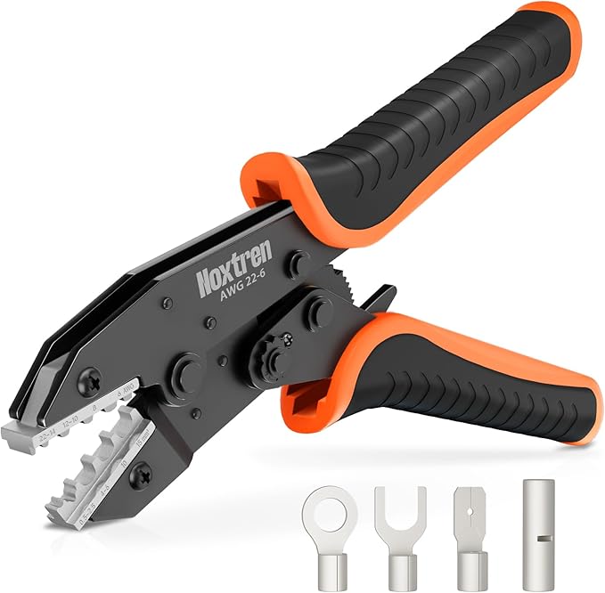 Crimping Tool for Non-Insulated Terminal - AWG 22-6 Ratcheting Wire Crimper Tool - Ratchet Wire Terminal Crimping Pliers - Wire Crimping Tool for Uninsulated Connectors
