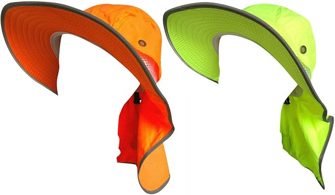 Men High Visibility Sun Hat with Neck Flap Wide Brim Boonie Hat Bucket Cap Packable Adjustable