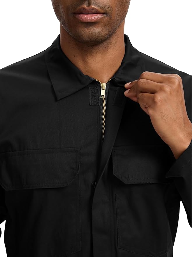 WORK IDEA Men's Coveralls Long Sleeve 100% Cotton Twill Workwear Jumpsuit Relaxed Fit