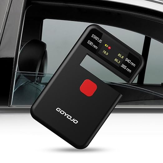 Tint Meter Inspector for Car Window, Portable Solar Tester Meter IR940nm/UV365nm/VLT530nm, with Data Locking and USB Charging Test Accuracy¡À2%,for Solar Film,Agricultural