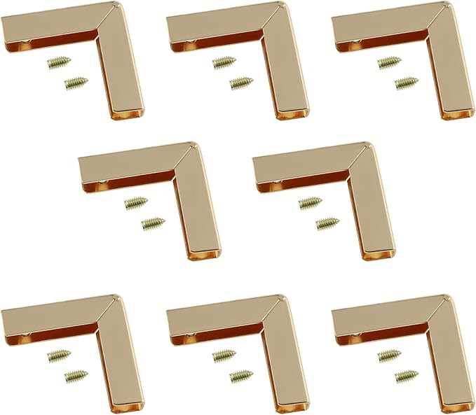 Corner Protector LUORNG 8pcs Zinc Alloy Guard Edge Covers with 16pcs Screws for Wallet Purse, Light Gold