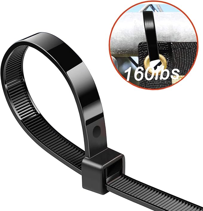 Long zip ties 24 inch heavy duty zip ties for outdoor use 50 pcs strong extra thick wire ties black cable ties uv resistant big industrial plastic tie wraps