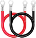 Nilight 6 AWG 20 Inch Each Battery Power Inverter Cables w/Tinned Wire Terminals Red Black 3/8 Inch Lugs Copper Parallel Oxygen-Free Wires for Solar Motorcycle Automotive Cars