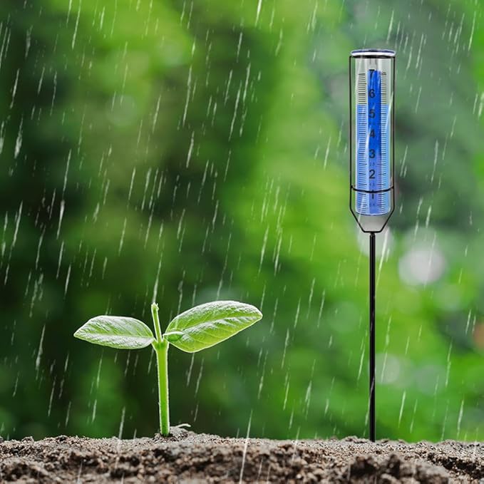 Freeze-Proof Rain Gauge Outdoor with 7 Inch Capacity Plastic Tube, Rain Gauges with Large Clear Number for Garden Patio Lawn Decor, Blue