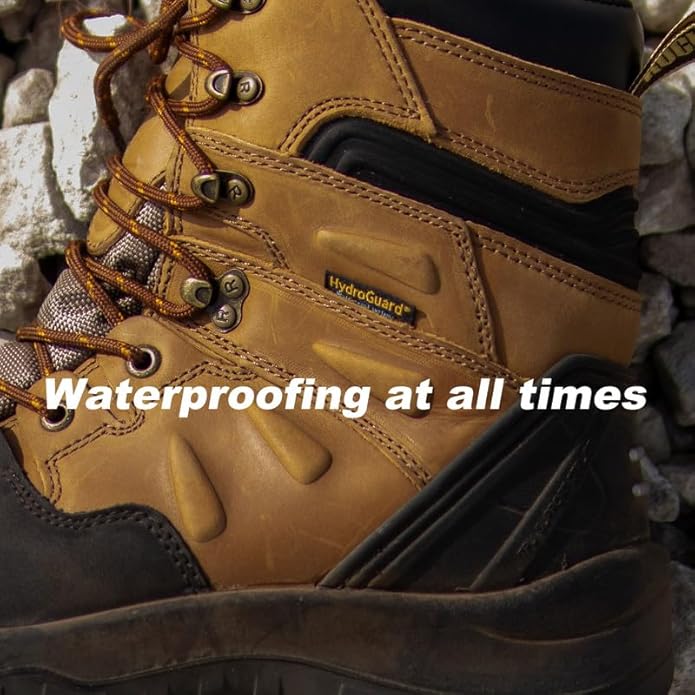 ROCKROOSTER Men's 8" Waterproof Work Boots for Landscaping, Maintenance, Transportation and Utilities, Composite Toe, EH AK869