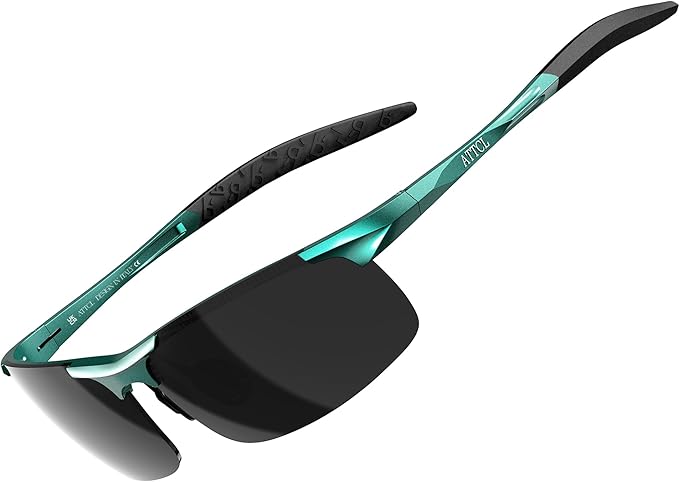 ATTCL Polarized Sunglasses Men Sports: UV Protection Anti Glare Wrap Around Lightweight Metal Driving Fishing Golf Running