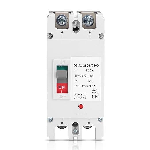 Yosoo Health Gear Dc Circuit Breaker 2p Plastic Case Circuit Breaker Solar Switch 500v 160a, Suitable for Solar Panel Power Grid System