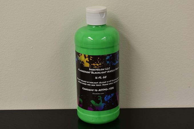 DirectGlow 16oz UV Blacklight Reactive Fluorescent Acrylic Paints (Green)