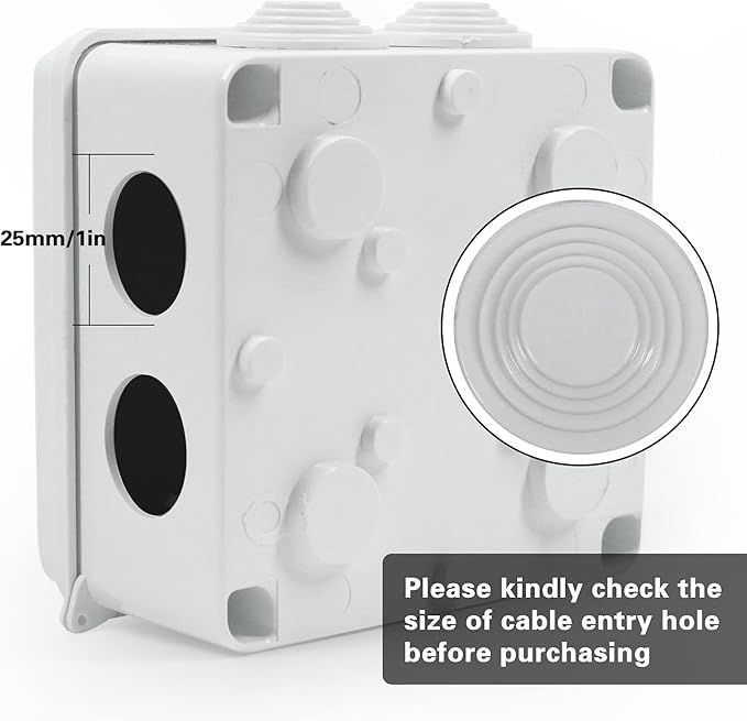 Sunnyglade IP65 ABS Plastic Waterproof Dustproof Junction Box Universal Durable Electrical Project Enclosure (3.9"x3.9"x2.8")