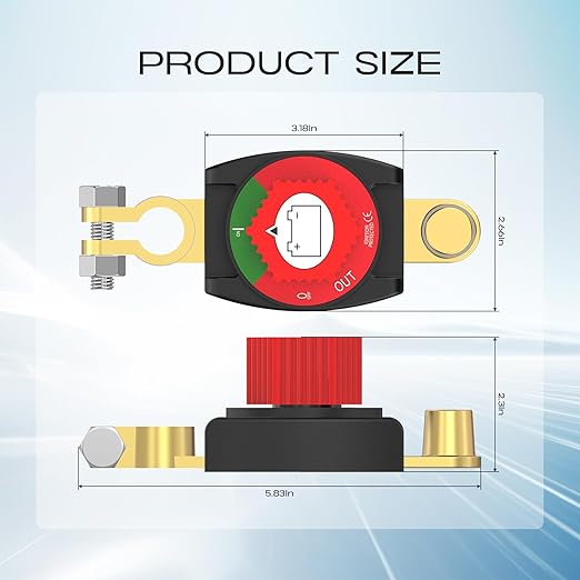 Top Post Battery Disconnect Switch, CNAODUN Battery Disconnect Switch12-48V, Car Battery Disconnect Switch for Car RV Boat and Vehicle(On/Off) Knob Removable