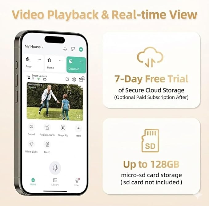 Solar Security Cameras Wireless Outdoor, 2K Battery Powered, Cloud/SD Storage, Built-in Solar, IP65 Waterproof, AI Motion, Color Night Vision, Outside WiFi Cameras for Home Security