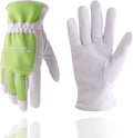 HANDLANDY Work Gloves for Women, Breathable Leather Gardening Glove for Yard Maintenance, Hand Protection with Touch Screen