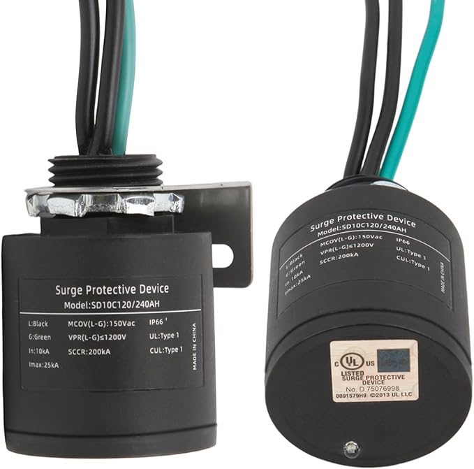 WeCooper 120/240VAC Universal HVAC Surge Protective Device,Type 1 SPD,25KA,IP66,SCCR 200KA,TFMV Technology,1-Phase,3-Wire, UL1449 4th,Ultimate Comprehensive Surge Protection