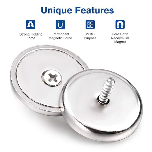 LOVIMAG Neodymium Cup Magnets,Rare Earth Magnets with100 LBS Holding Force,Dia 1.26 inch, with Heavy Duty Countersunk Hole and Stainless, for Tool Room,Workplace etc,Pack of 8