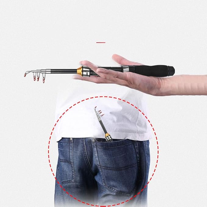 Fishing Rod, Universal Mini Small Sea Pole Portable Short Pole Ice Fishing Rod Mini Pocket Sea Fishing Tools for Ice Fly Fishing Sea Saltwater Kit Gift for Festivals