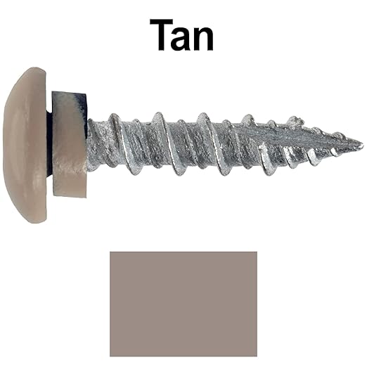 10 x 1 TAN - Low Profile Star Head Roofing Screws - HI-LO Thread - Metal to Wood - T25 Torx Drive Head - EPDM Washer. 1 x 250 Count Bag - 250 Screws