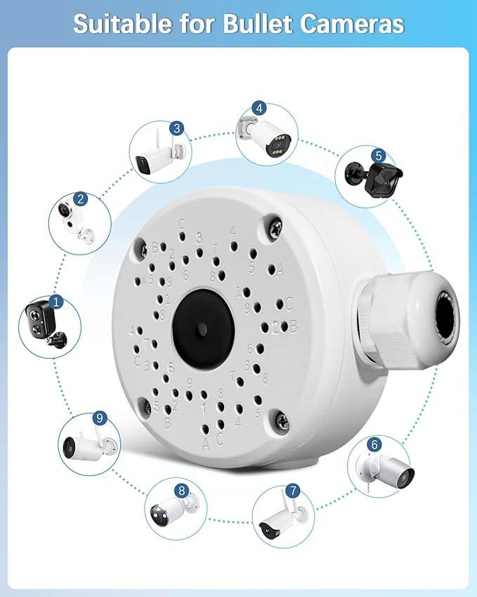 【Security Camera Junction Box】 Universal Bullet Security Camera Mount Bracket, IP66 Waterproof Junction Box for CCTV Cameras