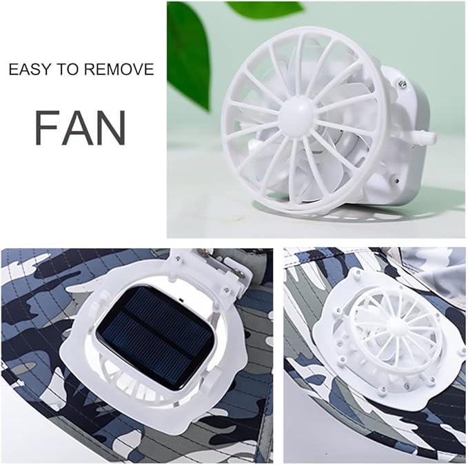 Mens Sun Hat with 2 Fan, Summer Cooling Wide Brim Bucket Hat, Beach Hat Garden Hat, Solar + USB Dual Power Supply