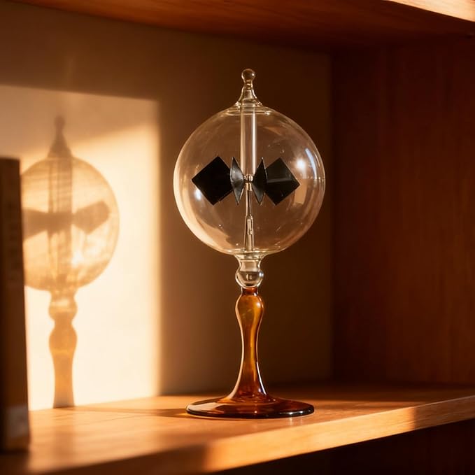 Large Solar Power Crookes Radiometer Gift Home Desk Decoration (Orange)