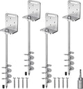 24'' Heavy Duty Ground Anchors Screw in 10mm Solid Steel with L Bracket for Trampoline Mobile Home Swing Set Shed Carport Earth Anchor Fence, 2.7" Helix Blade & Chrome Plated Finish, 4Pack