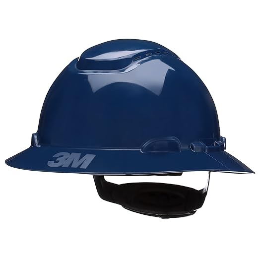 SecureFit Hard Hat SecureFit H-810SFV-UV, Navy Blue, Vented Full Brim Style Safety Helmet with Uvicator Sensor, 4-Point Pressure Diffusion Ratchet Suspension, ANSI Z87.1, Medium