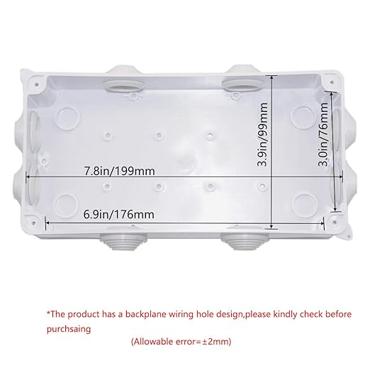 Zulkit Junction Box ABS Plastic Dustproof Waterproof IP65 Universal Electrical Boxes Project Enclosure White 7.9 x 3.9 x 2.8 inch (200 x 100 x 70mm)