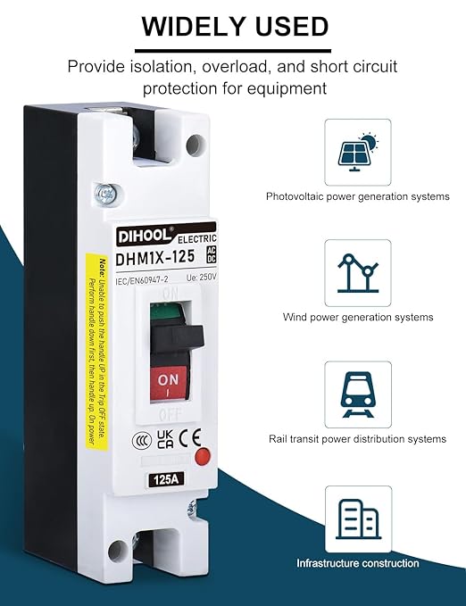 DIHOOL 125 Amp Heavy Duty Battery Disconnect Switch, DC Circuit Breaker for Car Audio RV Marine Boat Truck Trolling Motors