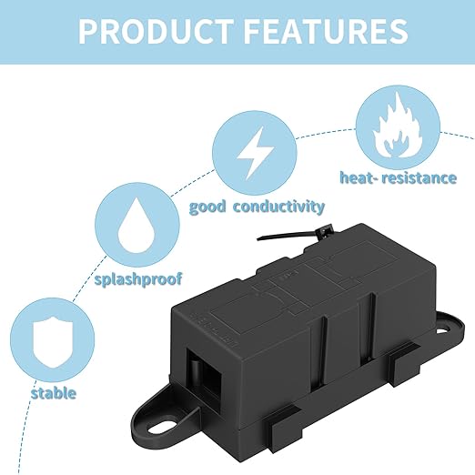 Joinfworld MEGA Fuse Holder with 80A Fuse, Automotive Fuse Holder with Cover for Cars, Trucks, Construction Vehicles, Buses, Caravans