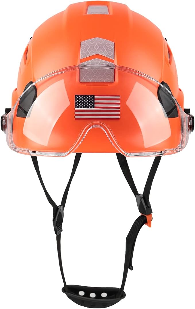 GREEN DEVIL Safety Helmet Hard Hat with Visor Chinstrap Adjustable Lightweight Vented ABS Work Helmet for Men and Women 6-Point Suspension ANSI Z89.1 Approved Ideal for Industrial & Construction