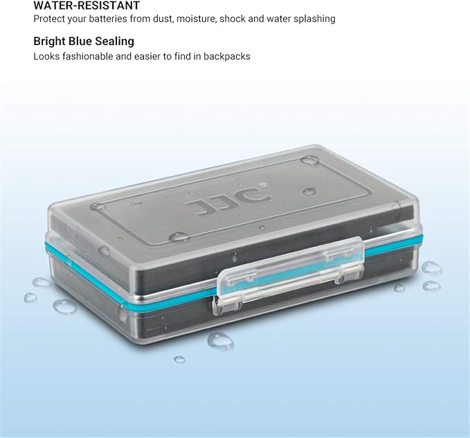 JJC 8 Slot AA Battery Case, PC Shell Water-Resistant & Shockproof Battery Storage Case for AA / 14500 Batteries