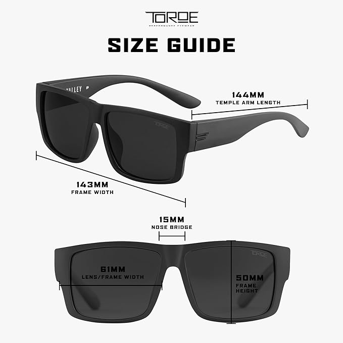TOROE Z87+ Polarized Safety Sunglasses Matte Black TR90 Frame, ANSI Rated Lens