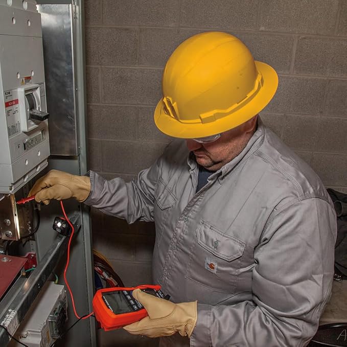 Klein Tools Hard Hat, Non-Vented Full Brim Style, Padded, Self-Wicking Odor-Resistant Sweatband, Tested up to 20kV