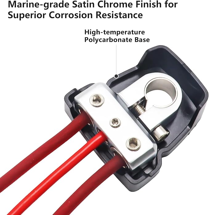 Recoil PBT-S04 2 Pack Premium Solid Brass Positive Negative Battery Terminals Clamps with Two 0/2/4 Gauge Outputs and One 4/8 Gauge Output