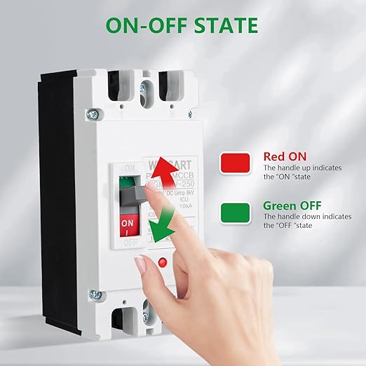 WENGART DC MCCB 500VDC WGM1PV-250,200Amp Solar DC Breaker Disconnect Switch with Arc Chutes&Flame Retardant Shell,2-Pole Protector for PV System,Battery Storage & DIY