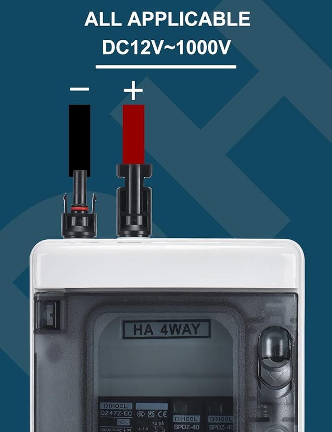DIHOOL Solar Panel Disconnect Switch Box 40 Amp DC Circuit Breaker Box, 1000V PV Combiner Box for RV