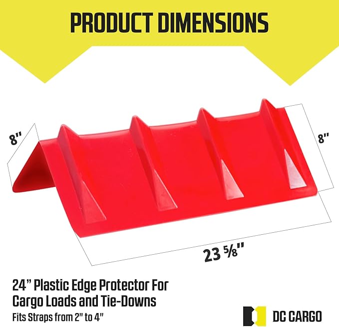 DC Cargo - Heavy-Duty Edge Protectors, 8"x8"x24" (Pack of 4) Strap Protectors for Flatbed Equipment, Unparalleled Cargo Management Solutions for Truckers, Contractors, and Outdoor Enthusiasts